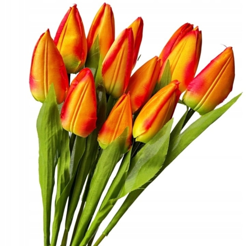 Kwiat Sztuczny Tulipan W Bukiecie 12 Główek Tulipana Wielkanoc Pomarańczowy