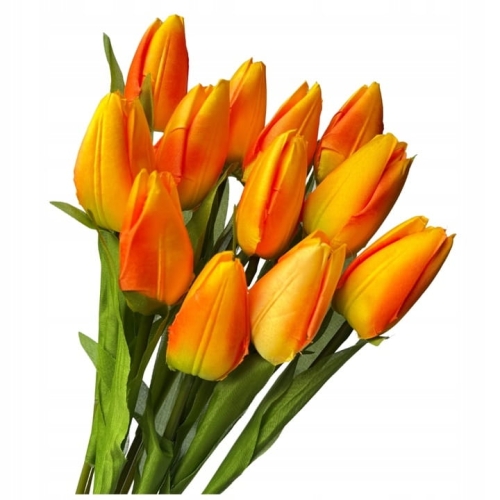 Kwiat Sztuczny Tulipan W Bukiecie 12 Główek Tulipana Wielkanoc Pomarańczowy