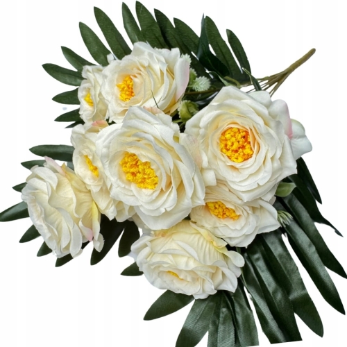 Róża Bukiet 10 Główek Stroik Wazon Bukiecik Gałązki Sztuczne Kwiaty