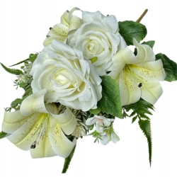 Róża Lilia Bukiet Gałązki Dekoracja Palma Stroik Wazon Sztuczne Kwiaty