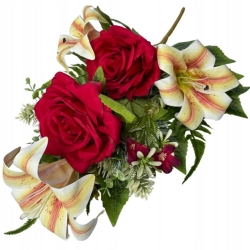 Róża Lilia Bukiet Gałązki Dekoracja Palma Stroik Wazon Sztuczne Kwiaty