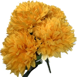 Bukiet Chryzantema Żółty 5 Gałązek Mix Sztuczne Kwiaty