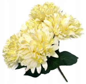 Bukiet Chryzantema Jasnożółty 5 Gałązek Mix Sztuczne Kwiaty