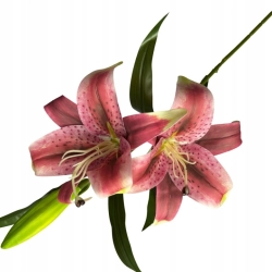  Sztuczne Kwiaty Lilia Gumowa Bukiet Na Gałązce Stroik Wazon Bukiecik