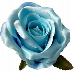 Kwiat Sztuczny Niebieska Róża Główka Róży Jak Prawdziwa Stroik Różyczka Satyna