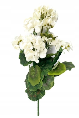 Sztuczna Pelargonia Biała Bukiet Kwiatów 47 cm